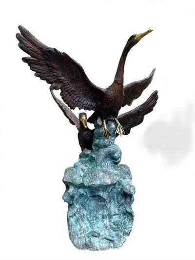 Beautiful Swans Bronze Fountain Statue