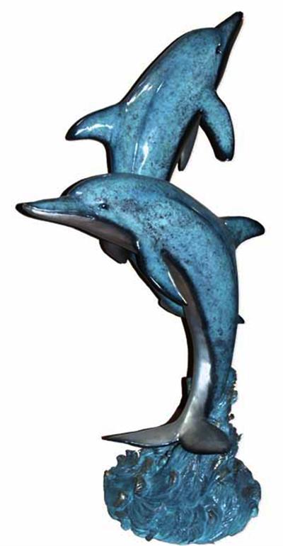 Magnificent 2-Dolphin Bronze Fountain Statue