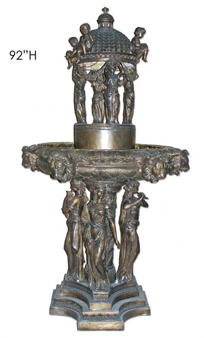 Carmela Estate Fountain with Ladies and Cherubs - Bronze