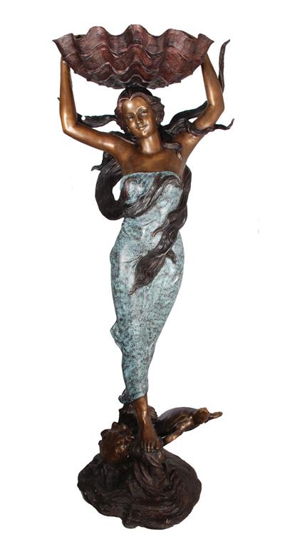 Maiden With Her Scallop Shell Bronze Fountain Statue