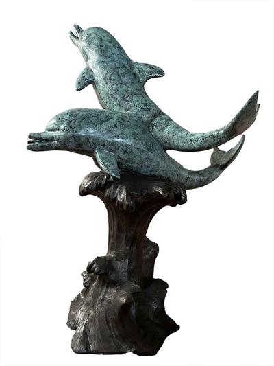 Dancing Dolphins Bronze Fountain Statue