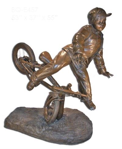 Bronze Boy and His Bike Sculpture