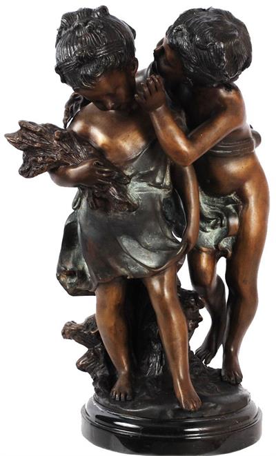 Boy Woos Girl Bronze Statue