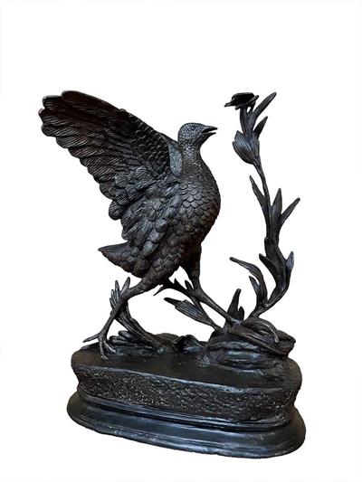 Walking Pheasant Bronze Sculpture