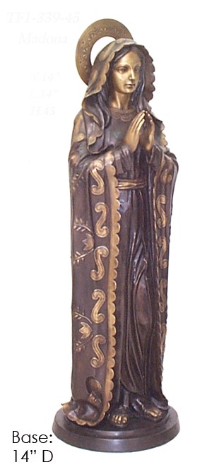 45"H The Blessed Virgin Mary Statue in Bronze 