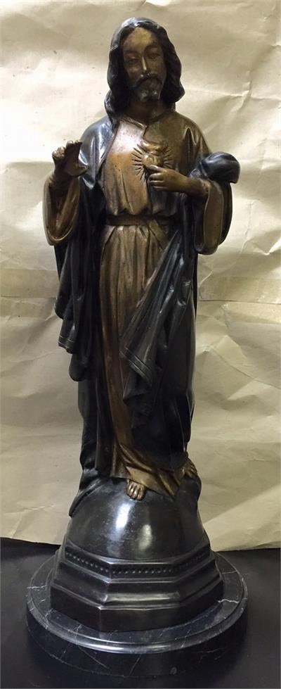 19"H Jesus with the Sacred Heart Bronze Sculpture