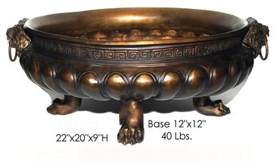 Bronze Bowl Planter with Lion Head Designs