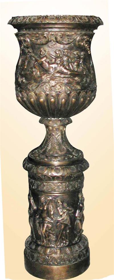 Roman Estate Bronze Urn with Female Designs