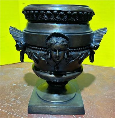 Bronze Greek Urn with Floral and Female Designs