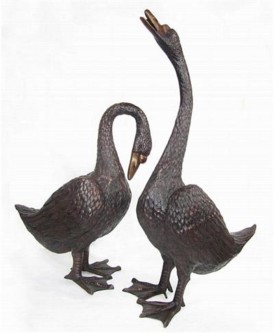 Set of Bronze Goose Fountain Statues