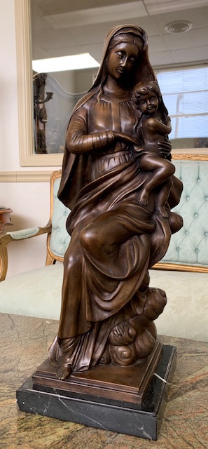 Virgin Mary and Baby Jesus Bronze Sculpture