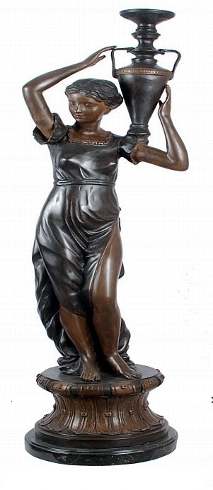 Pretty Lady with the Urn Bronze Sculpture