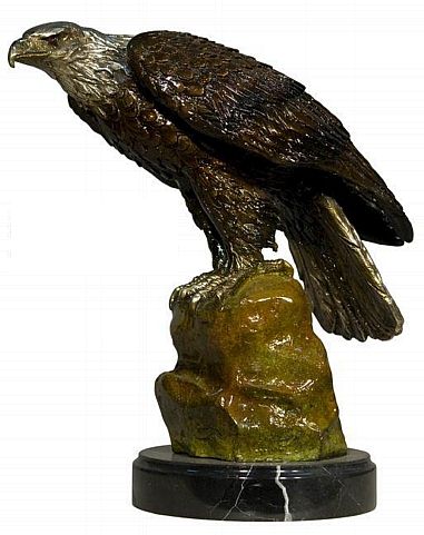 Watchful Eagle on the Rocks Sculpture