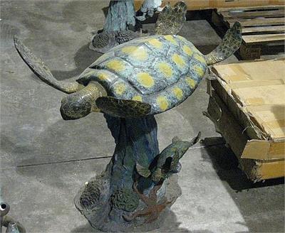 Single Marine Turtle Table Base Sculpture