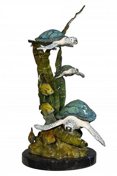 Swimming Turtles Sculpture