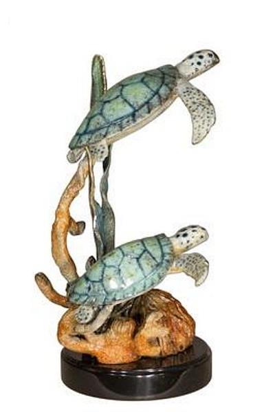 Two Marine Turtle Tabletop Sculpture