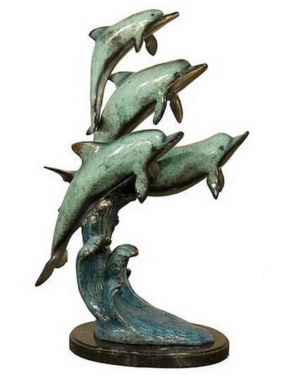 4 Diving Dolphins Sculpture