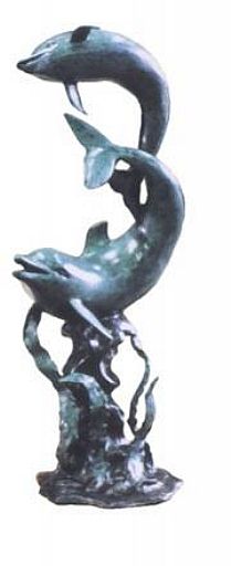 Large 2 Dolphin Fountain Statue