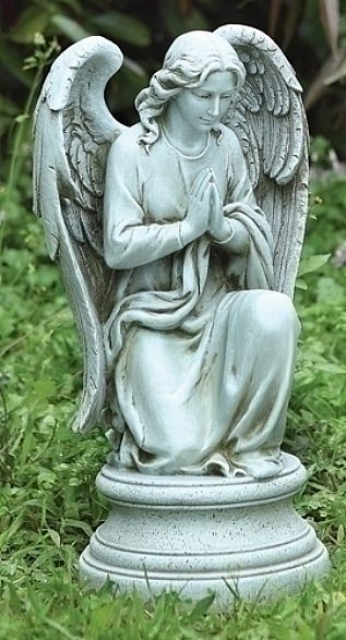 Kneeling Angel Sculpture on Pedestal