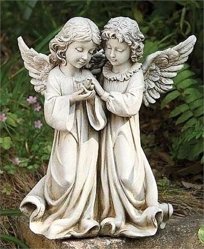 Angels with a Bird Sculpture