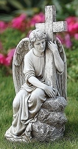 Male Angel with Cross Statue