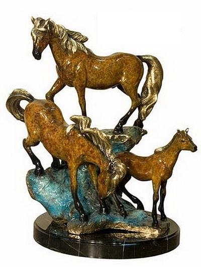 Trekking Horses Bronze Sculpture