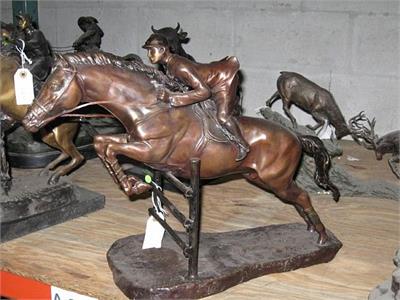 Jockey Riding Horse Sculpture - Large