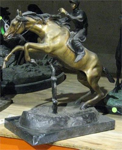 Jockey Riding Horse Sculpture - Small