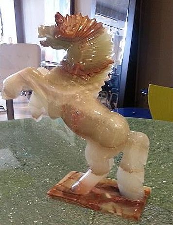 Onyx Horse Statue in Greenish Cream Finish