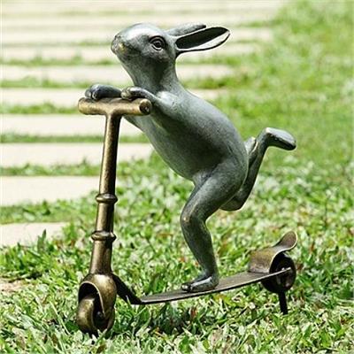 Scooter Bunny Garden Sculpture