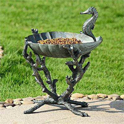 Seahorse and Coral Bird Bath