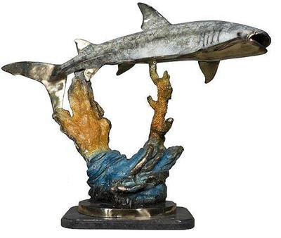 Shark Amongst the Corals Bronze Sculpture