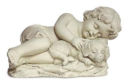 Sleeping Boy with Puppy