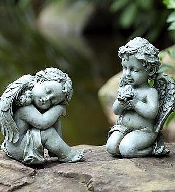 Celestial Cherubs with Bird - Set of 2