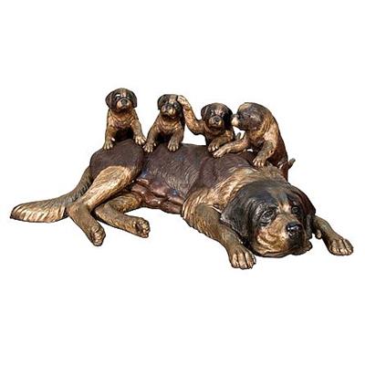 Mama Saint Bernard and her Puppies Statue