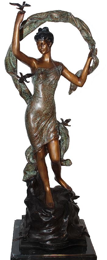 Woman with Birds Sculpture