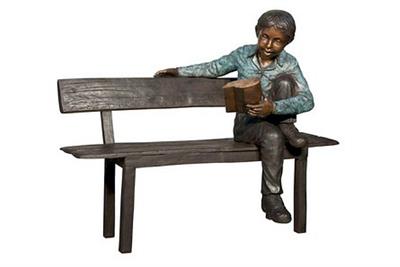 Bronze Reading Boy Sculpture