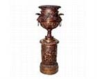 Grand Lion Head Urn on Pedestal