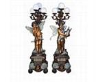 Life Size Angel and Fairy Torchere Sculptures - Pair