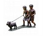 Walking the Dog Children Sculpture