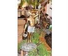 Large Boy Fountain Spitter Statue with Frog