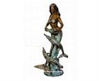 Elegant Mermaid Lady with Dolphins Fountain Sculpture