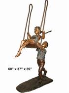 Boy Pushing Girl on Swing Bronze Statue