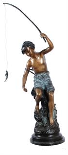 Fishing Boy and His Fish Bronze Sculpture