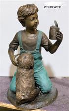 Boy and His Dog Bronze Statue