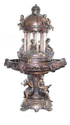 Grand Bronze Fountain with Ladies and Lion Head Designs