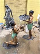 Set of Bronze Children Fountain Statues