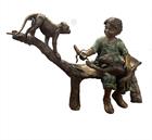 Feeding the Monkeys Bronze Boy Statue