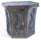 Bronze Oriental Garden Pot With Designs of Chinese Fighter