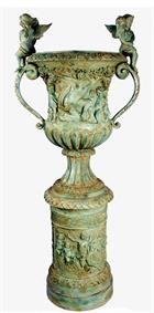 Bronze Estate Garden Urn with Cherub Handles